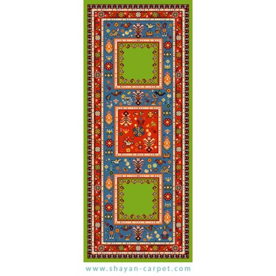 فرش خرک زمينه سبز  ( پشم دستریس )